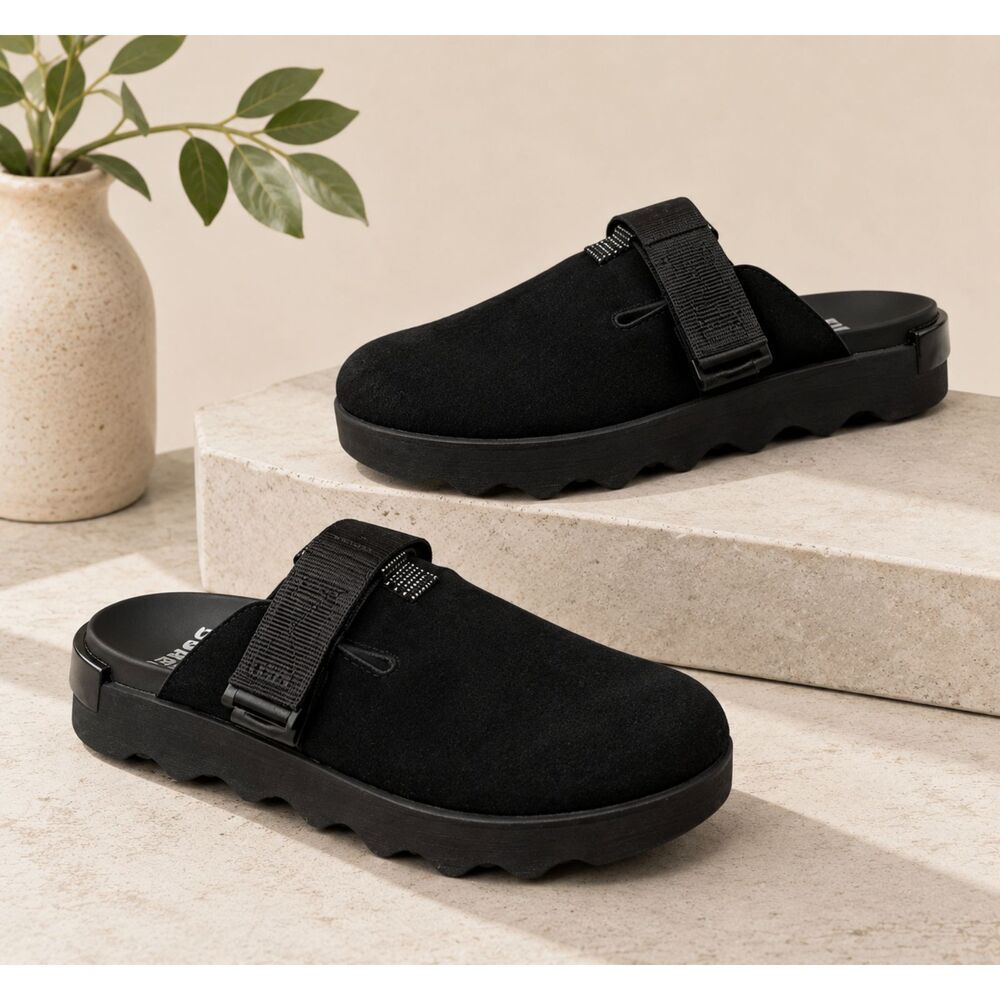 Sorel Viibe Suede Clog Mule Black Sea Salt Platform Shoes Womens Size 6.5